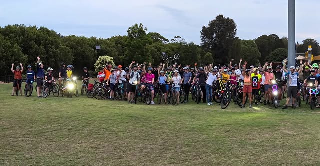 The Sydney Bike Rave pack out on a recent ride